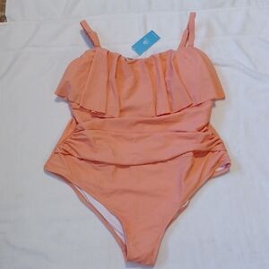 Cupshe Peach Ruffle One-Piece Swimsuit